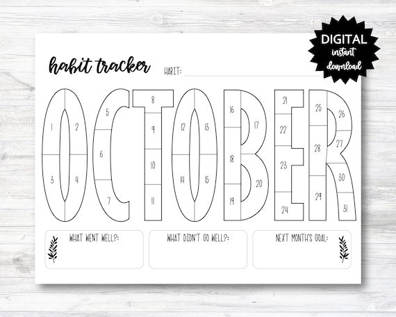 October habit tracker coloring sheet printable month habit tracker coloring sheet printable n