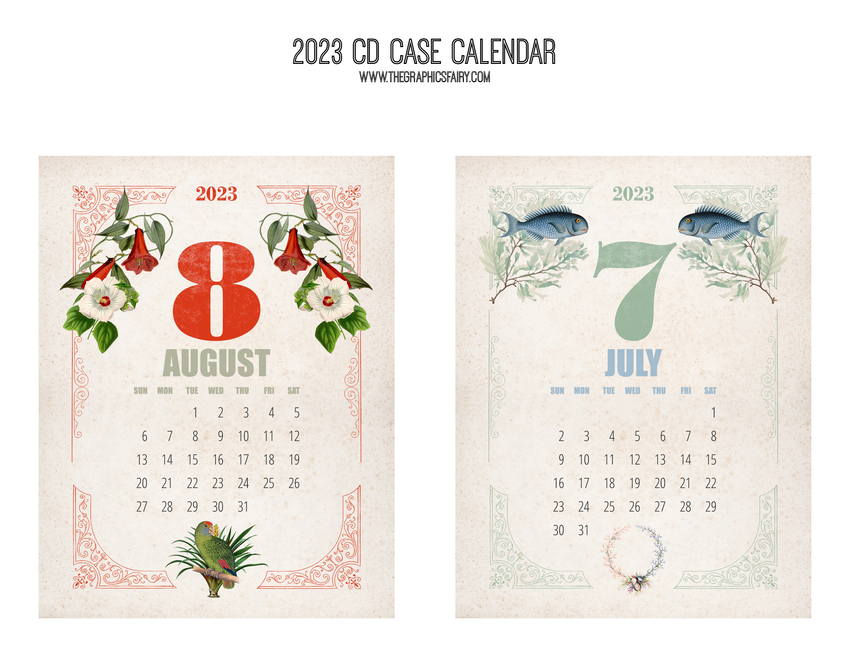 Free printable calendar cd case size