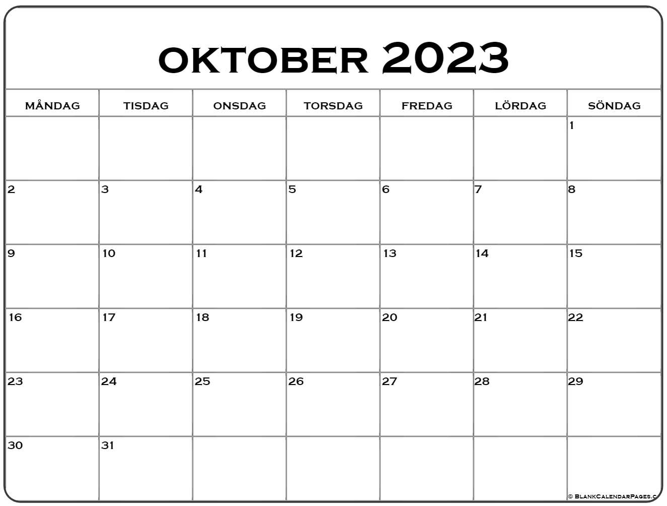 Oktober kalender svenska kalender oktober