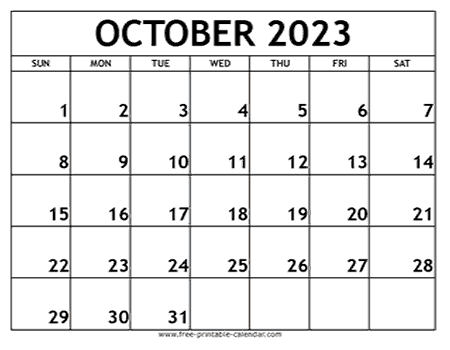 October calendar template