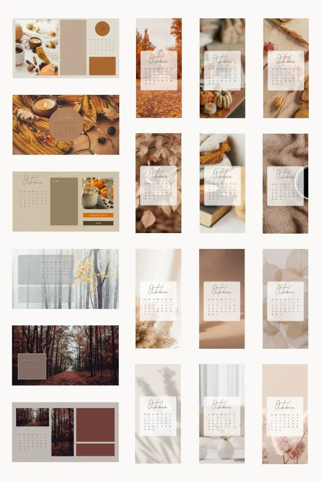 October calendar wallpaper aesthetic backgrounds