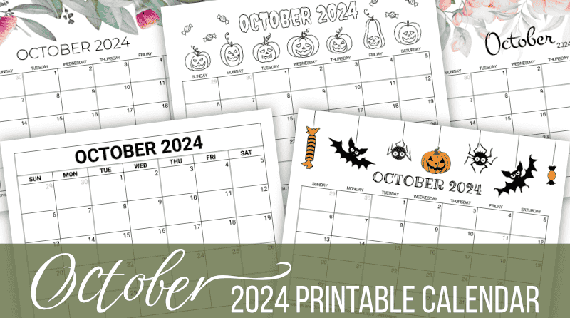 October calendars free printable with holidays