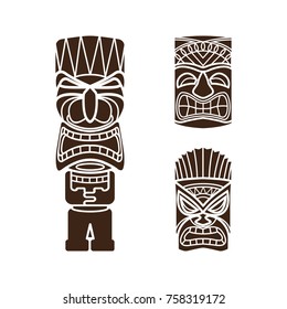 Hawaiian tiki god statue masks stock vector royalty free