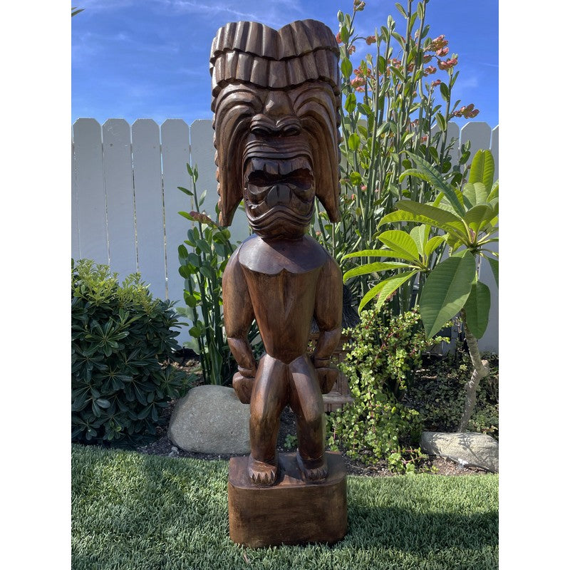 Ku traditional hawaiian tiki stained