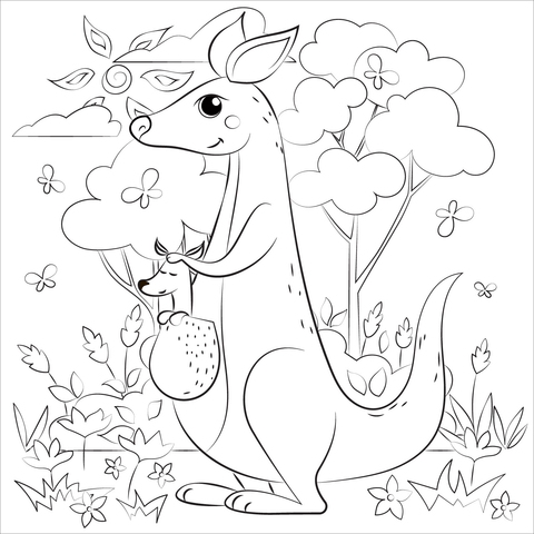 Kangaroo coloring page free printable coloring pages