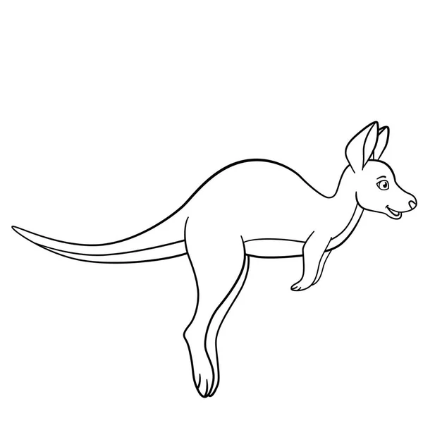 Coloring pages cute kangaroo stands smiles stock vector by ya