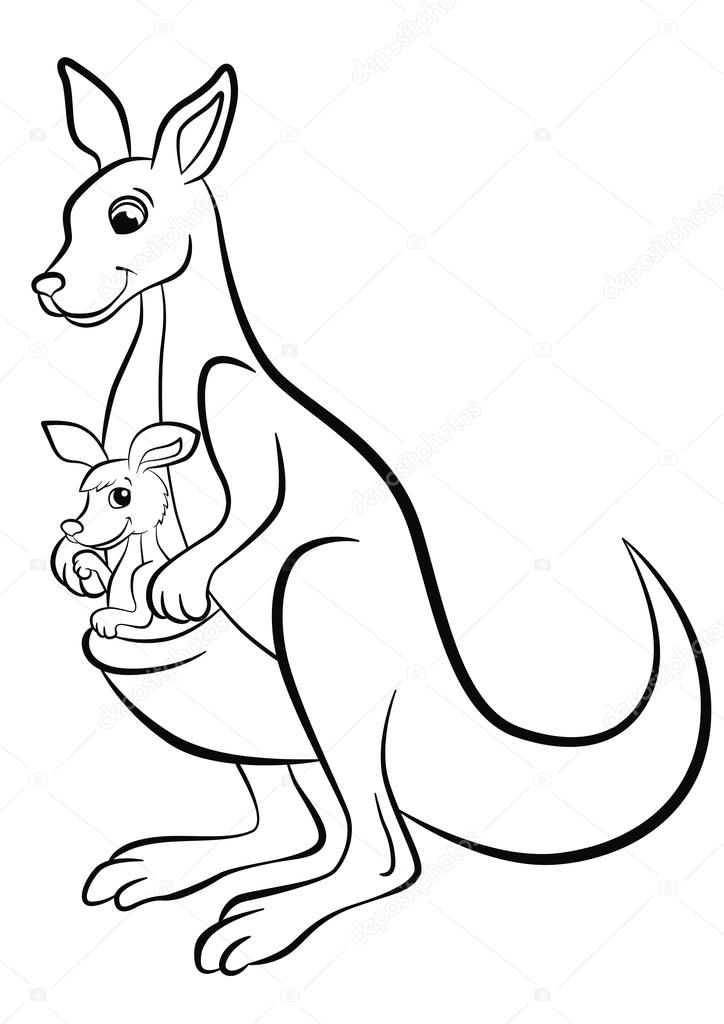 Kangaroo with the baby stock vector by ya