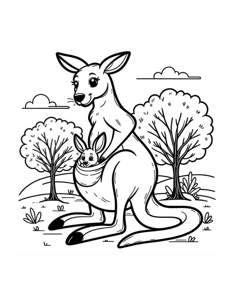 Free kangaroo coloring pages for kids