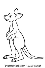 Coloring pages little cute baby kangaroo stock vector royalty free