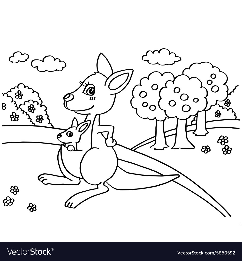 Kangaroo coloring pages royalty free vector image