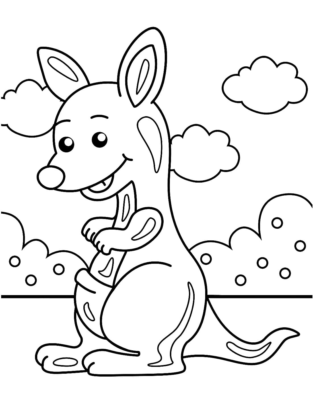 Cute kangaroo coloring page