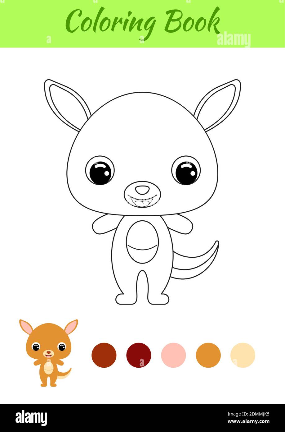 Coloring book little baby kangaroo coloring page for kids educational activity for preschool years kids and toddlers with cute animal stock vector image art