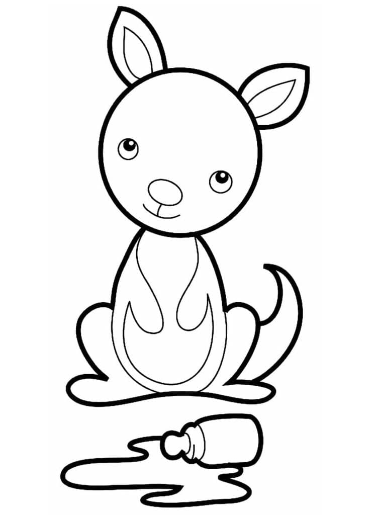 Cute baby kangaroo coloring page