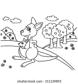 Kangaroo coloring pages vector stock vector royalty free