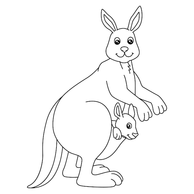 Premium vector a cute and funny coloring page of a kangaroo provides hours of coloring fun for children to color this page is very easy suitable for little kids and toddlers