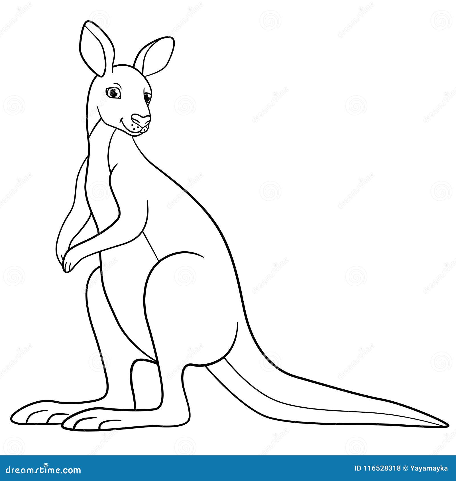 Coloring pages cute kangaroo smiles stock vector