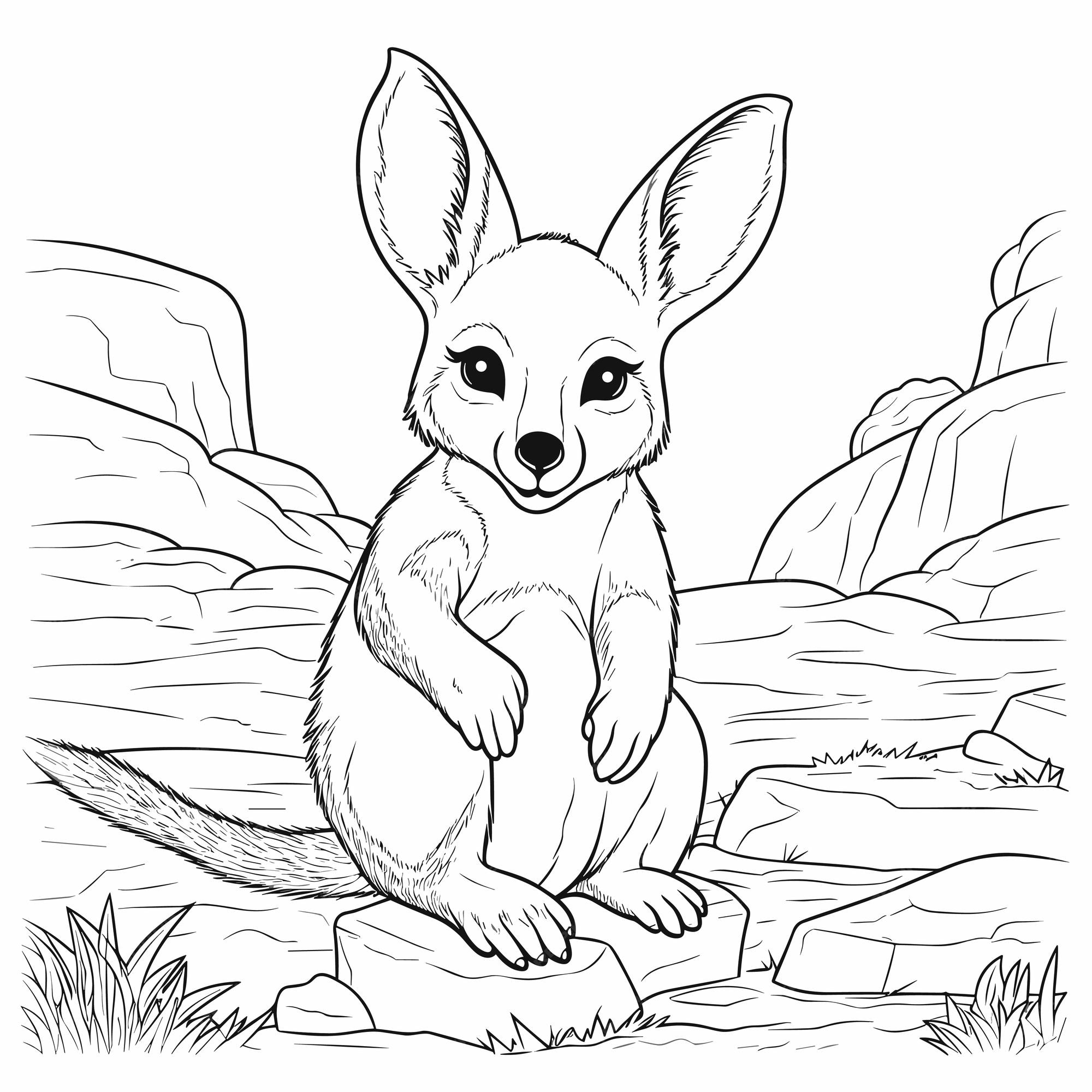 Premium vector little kangaroo coloring page for kids vector outline illustration