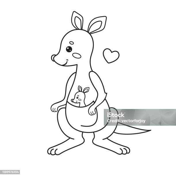 Coloring page with a kangaroo vector illustration stock illustration
