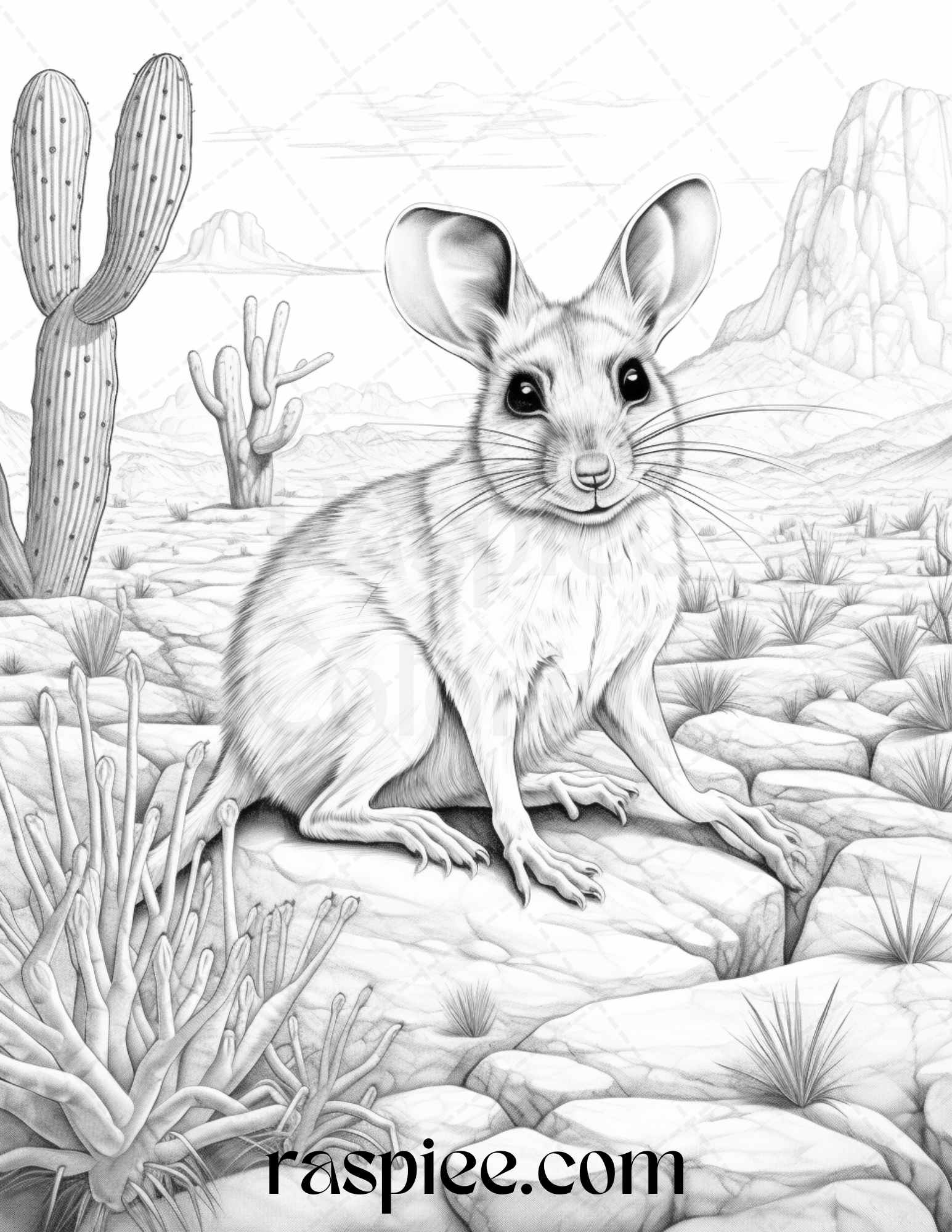 Desert animals grayscale coloring pages printable for adults pdf f â coloring