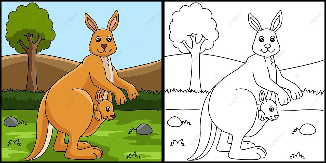 Kangaroo coloring page colored illustration outline drawing cute vector wing drawing rat drawing ring drawing png and vector with transparent background for free download