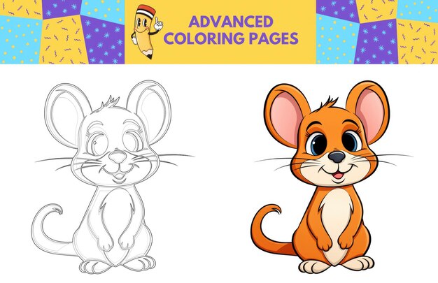 Premium ai image kangaroo rat coloring page with colored example for kids coloring book