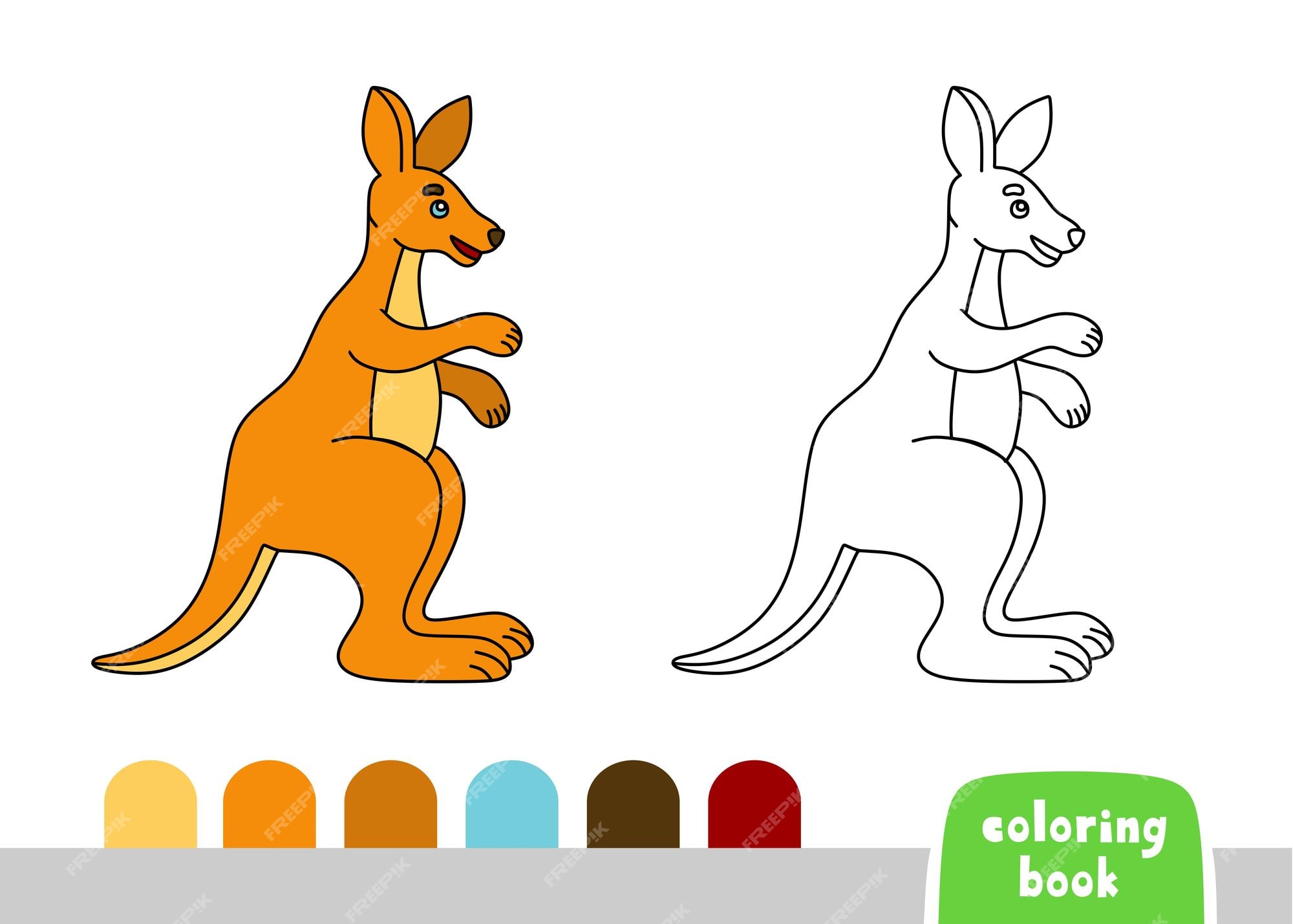 Premium vector cute kangaroo coloring book for kids page for books magazines doodle vector template