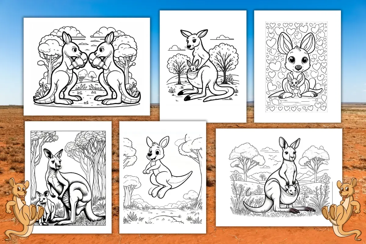 Free kangaroo coloring pages for kids