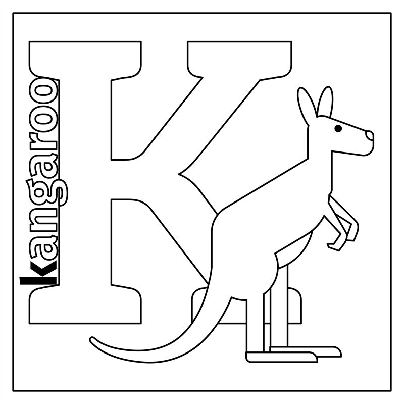 Kangaroo letter k coloring page by smartstartstocker