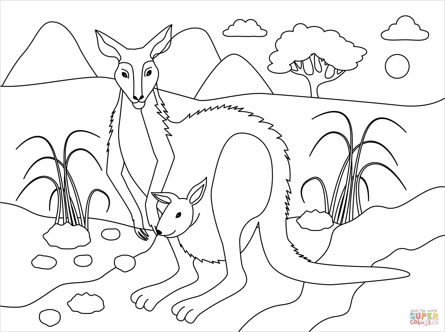 Kangaroo coloring page free printable coloring pages