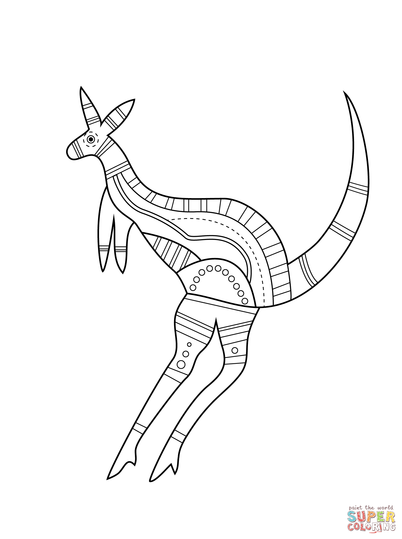 Aboriginal kangaroo coloring page free printable coloring pages