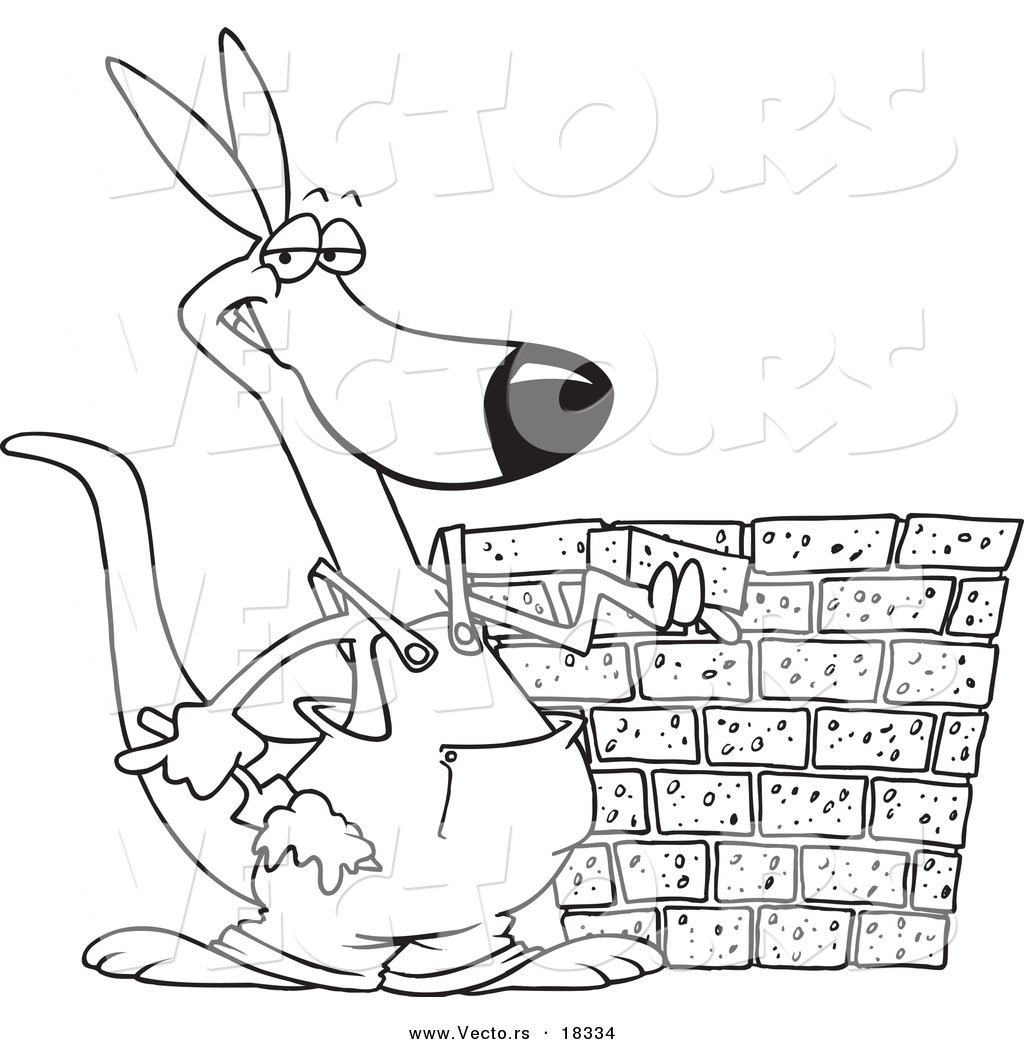 R of a cartoon mason kangaroo