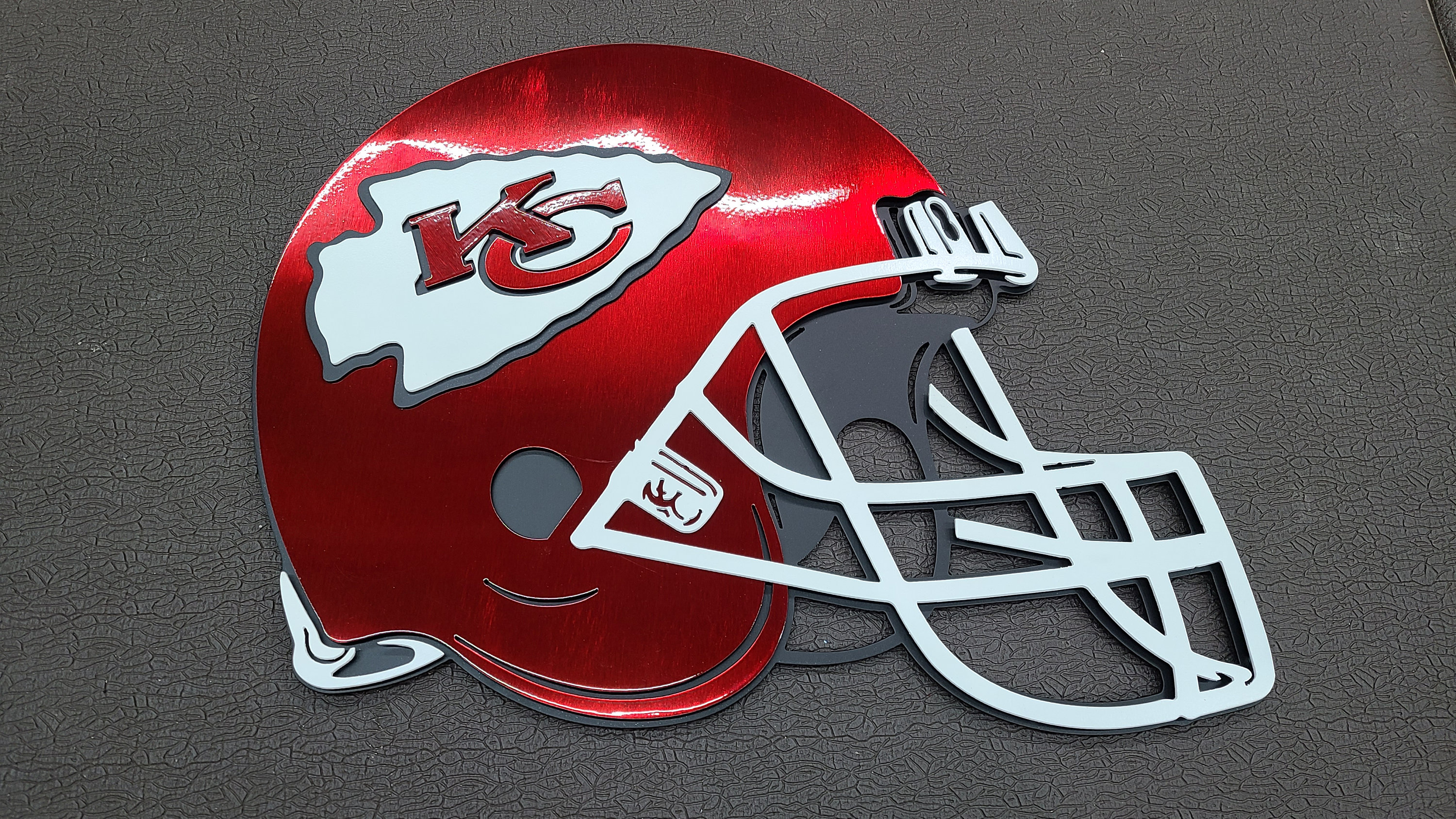 Kansas city chiefs football helmet metal sign