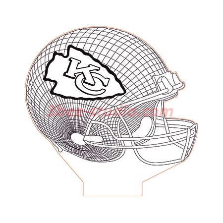 Kansas city chiefs nfl helmet d illusion lamp plan vector file