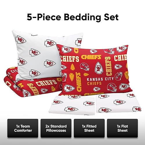 Kansas city chiefs nfl team color bed in a bag forter bedding piece twin set