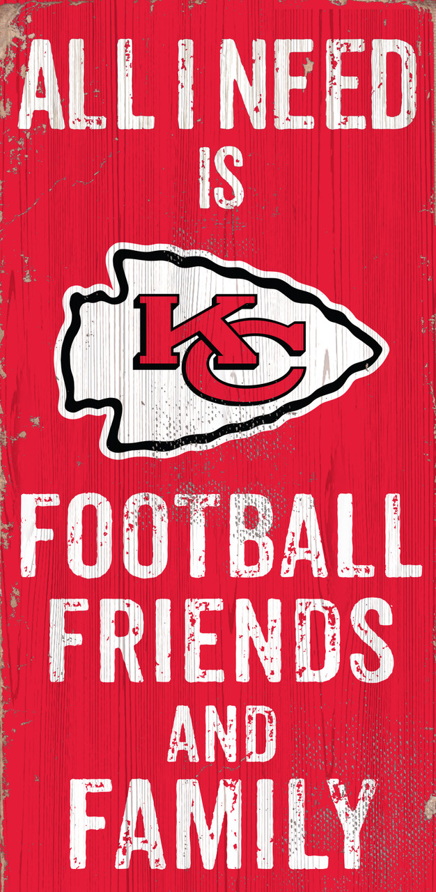 Kansas city chiefs sign wood x football friends and family design color