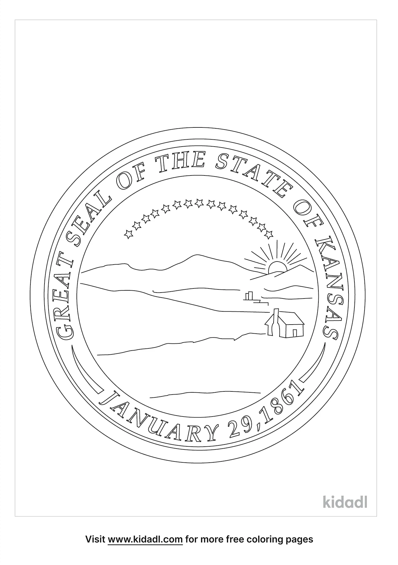 Free kansas state seal coloring page coloring page printables