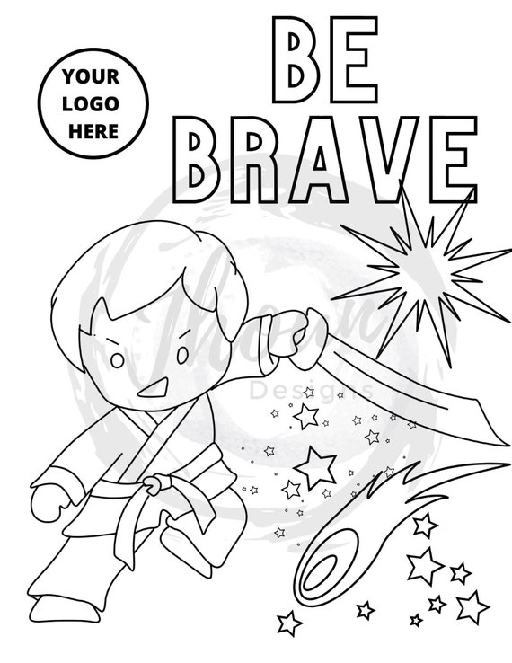 Be brave boy karate coloring page
