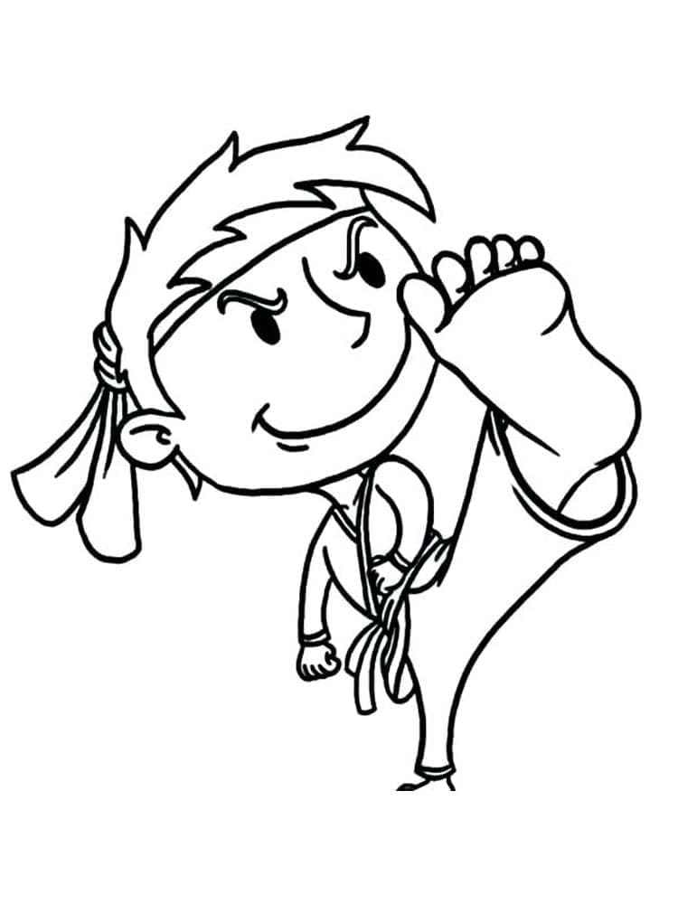 Cool karate boy coloring page