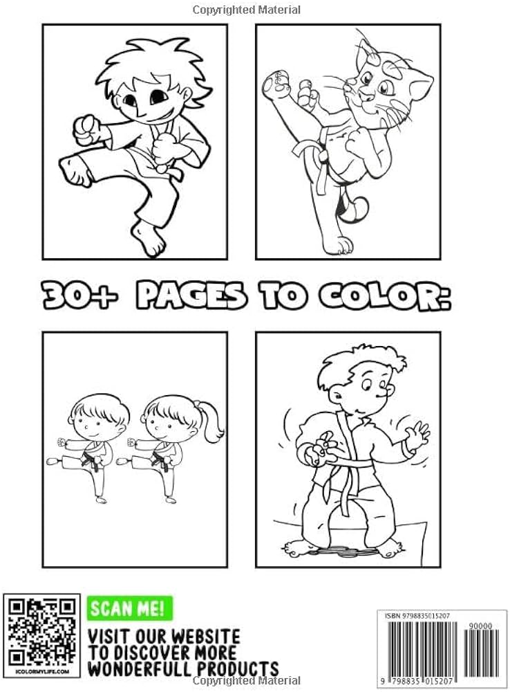 Karate coloring book for kids martial arts colouring pages for boys and girls perfect for all ages perfect gift for karate loving kids by garcia hellen garcia