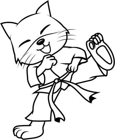 Karate kitty coloring page free printable coloring pages