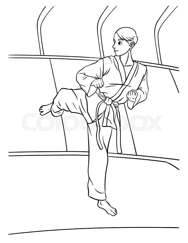 Karate coloring page for kids stock vector