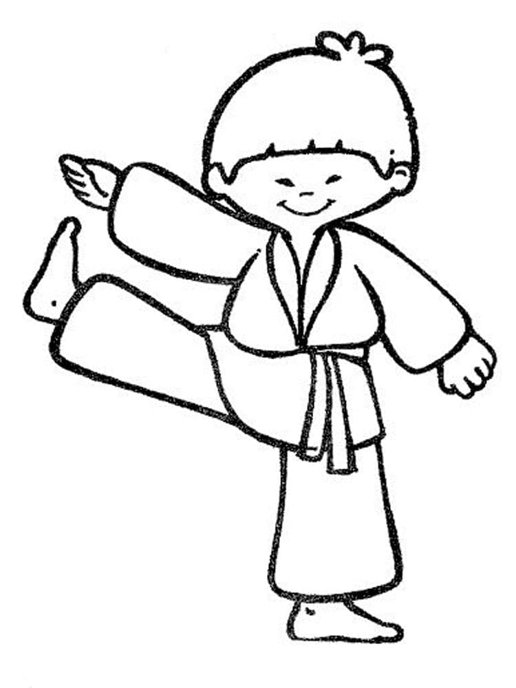 Printable karate boy coloring page