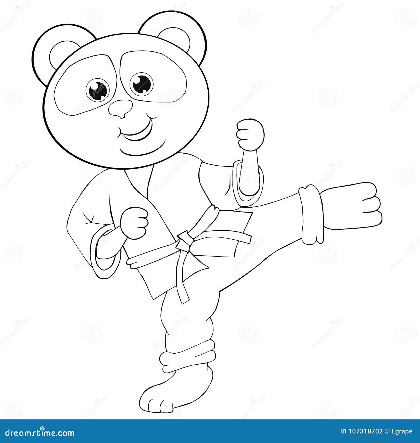 Coloring book karate panda cartoon style stock vector