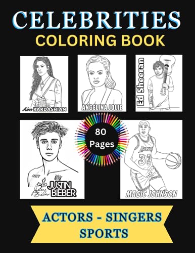 Celebrities coloring book with famous singers actors and sports stars coloring book with famous singers actors and sport people by camilla menza