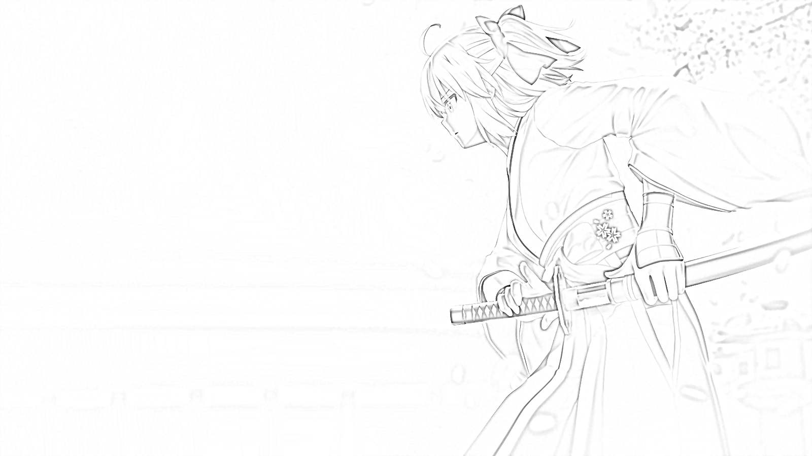 Printable anime katana coloring page