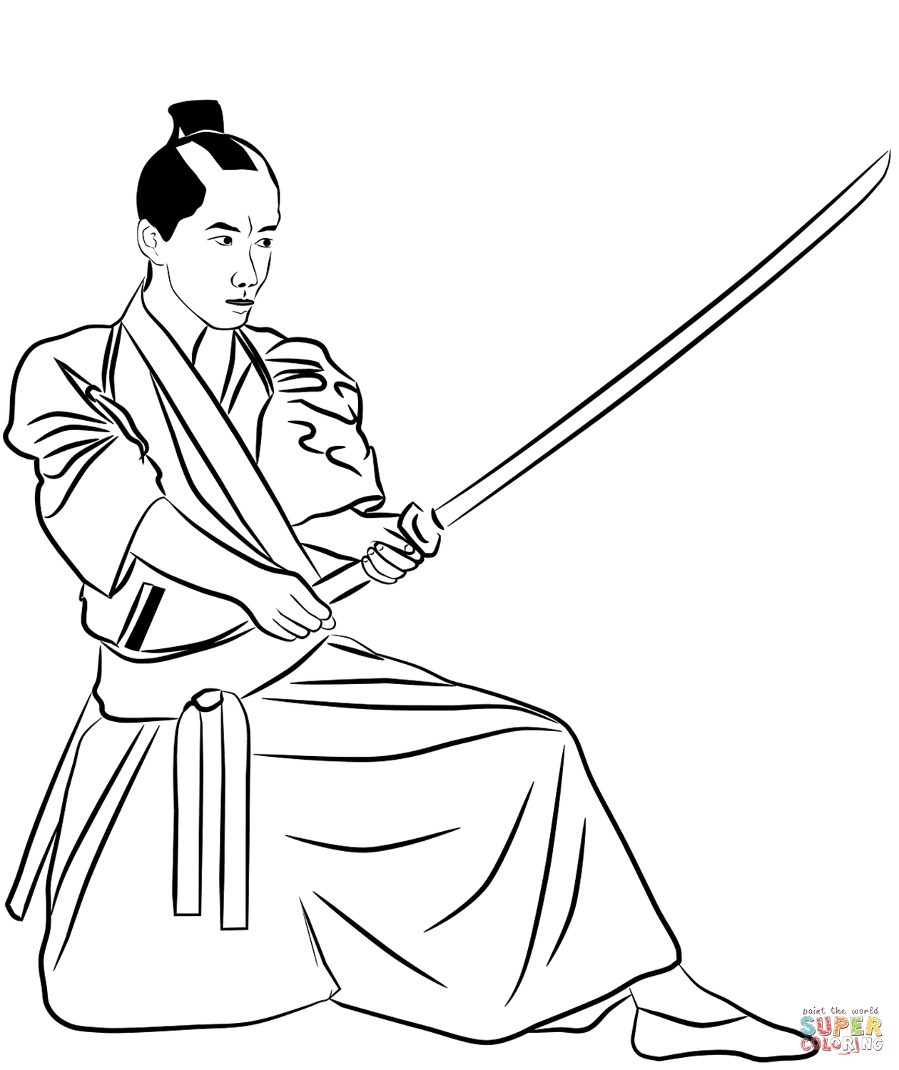 Samurai with katana coloring page free printable coloring pages