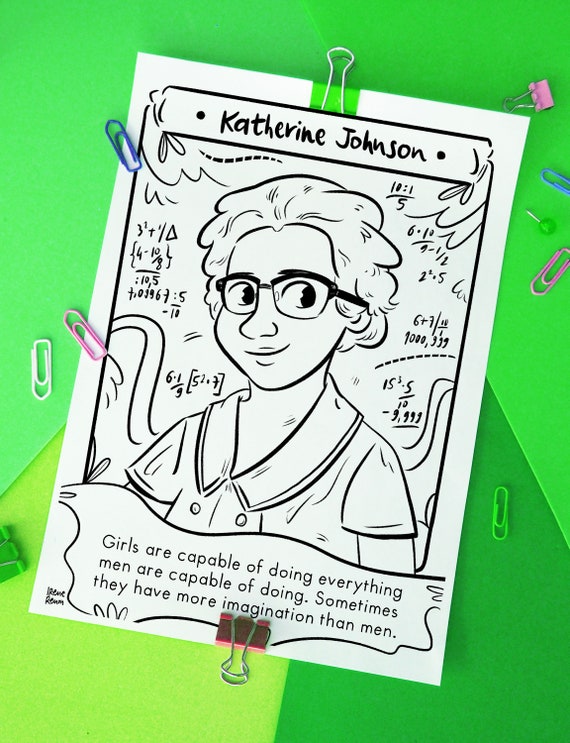Procreate coloring page katherine johnson black innovators in stem black history african american coloring page famous black scientist