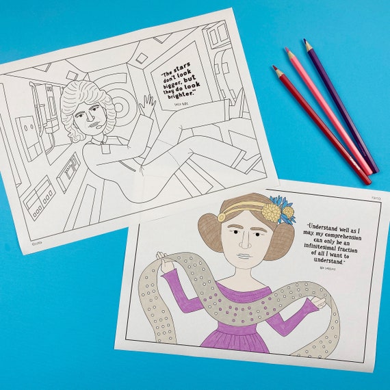 Women in science printable coloring pages marie curie katherine johnson grace hopper jane goodall ada lovelace sally ride