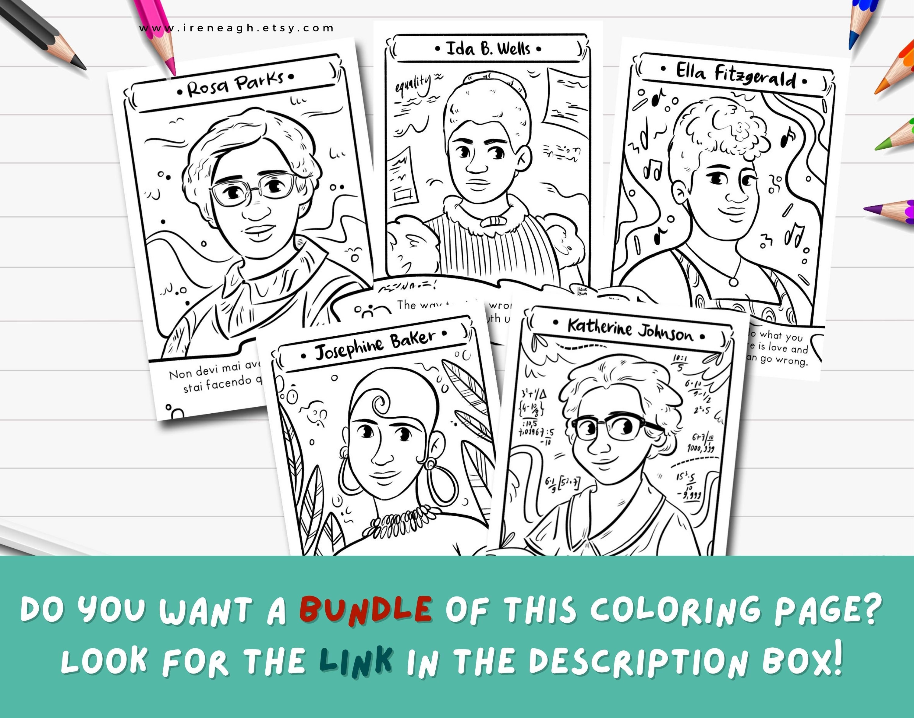 Josephine baker coloring page women in history printable