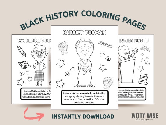 Black history coloring pages educational resources homeschool resources printable coloring pages instant download